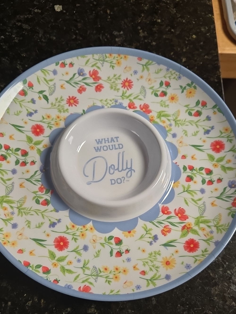 Dolly Floral Blue Serving Platter Set